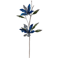 23" Velvet Magnolia Flower Pick-Blue  SKU 0141202