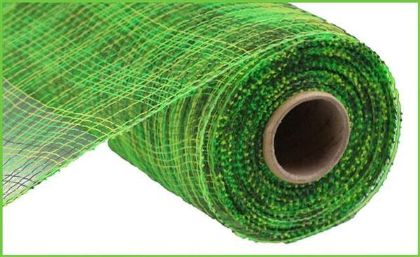 10" Deco Poly Mesh: Multi Stripe Moss/Lime/Apple Green   SKU RE1382NM