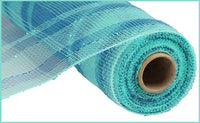 10" Plaid Metallic Mesh- Two Tone Aqua/Turquoise   SKU RE1383RA