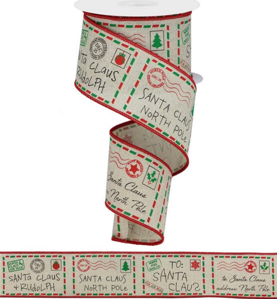 2.5" Letters To Santa Ribbon-Natural  SKU RGA114018