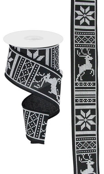 2.5" Christmas Sweater Ribbon-Black/White  SKU RG0169902