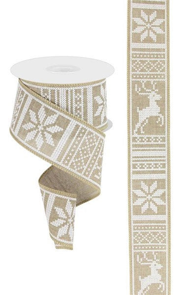 2.5" Christmas Sweater Ribbon-Beige/White  SKU RG0169901