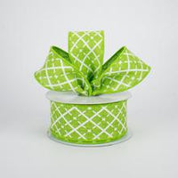 1.5" Glittered Argyle Ribbon- Green/White  SKU RG01901CW
