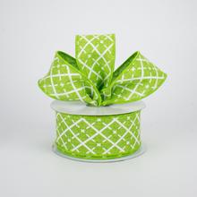 1.5" Glittered Argyle Ribbon- Green/White  SKU RG01901CW